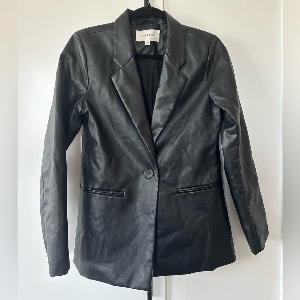 Glassons Black Faux Leather Blazer